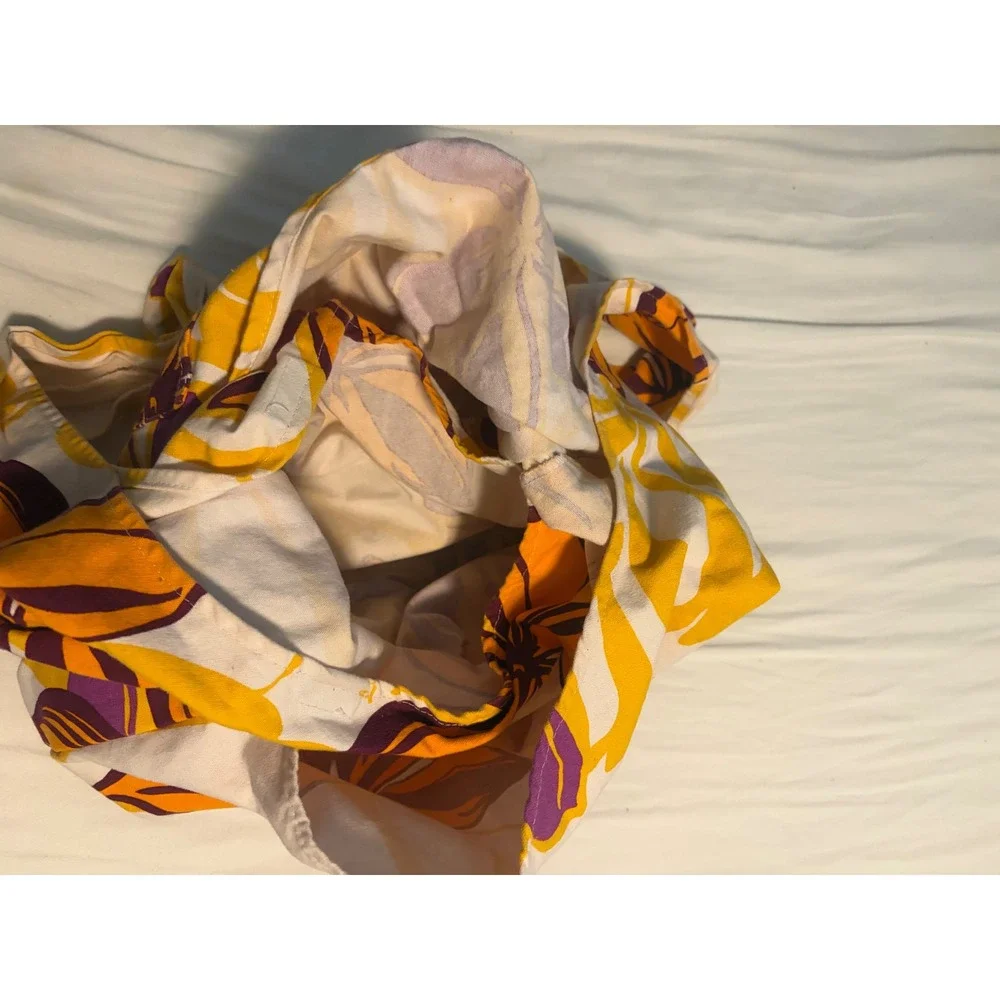 Local Design Hobo Bag Tropical Floral Yellow Orange Purple Canvas Shoulder Bag